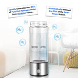 Hydrogen Water Bottle Generator, Hydro Water Bottle Machine, 450ml Portable Rechargeable Water Ionizer with True SPE PEM Technology Improves Water Quality within 3 Minutes for Home, Travel, Daily Use