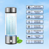 Hydrogen Water Bottle Generator, Hydro Water Bottle Machine, 450ml Portable Rechargeable Water Ionizer with True SPE PEM Technology Improves Water Quality within 3 Minutes for Home, Travel, Daily Use